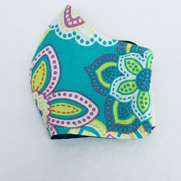 FACE MASK 💯 % COTTON YELLOW AQUA PINK BACKGROUND - Picture 4 of 13